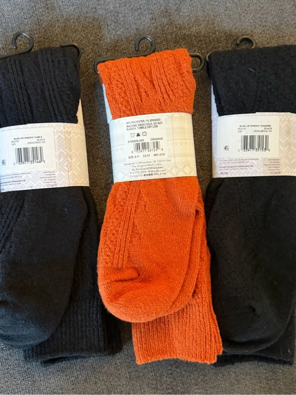 Muk Luks Women's Knee High Socks - Orange and Black Pack